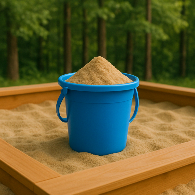 Grote emmer zand voor de zandbak